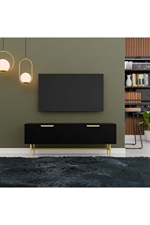 4030 NERO 138 CM (GOLD METAL AYAKLI) TV ÜNİTESİ SİYAH