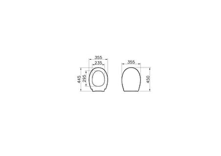 VitrA 84-003R009 Universal Klozet Kapağı Oval Form, Yavaş Kapanır, Beyaz