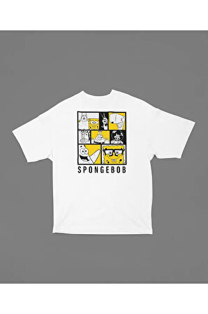 SüngerBob Çizgi Film Baskılı Unisex Tişört, Oversize Spongebob Tişört
