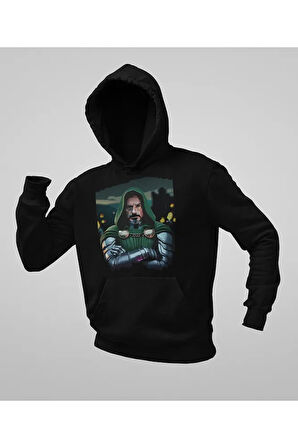 2026 Doctor Doomsday Baskılı Unisex Oversize Marvel Hoodie