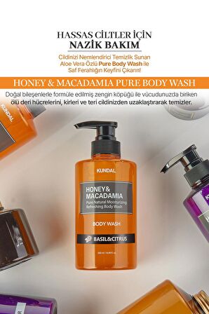 Yoğun Nemlendirici Vücut Yıkama Jeli Kundal Honey&Macadamia Pure Body Wash 500ml (Basil & Citrus)