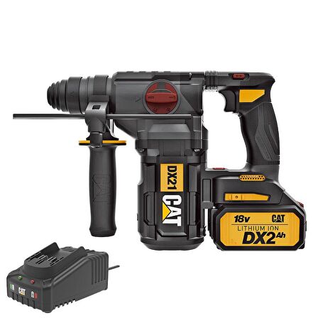 CAT DX21BC 18Volt 2.0Ah 2.2J Li-ion Tek Akülü Şarjlı Kömürsüz Profesyonel SDS-Plus Pnömatik Kırıcı/Delici 