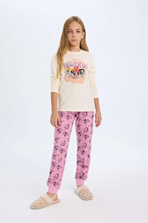 Kız Çocuk PowerPuff Girls Regular Fit Uzun Kollu Pijama Takımı