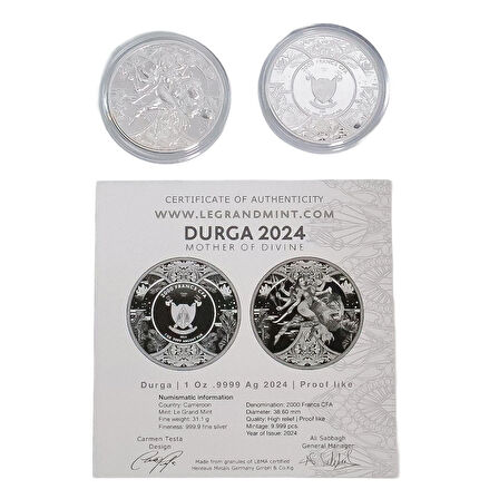 AgaKulche Durga Rutenyum 2024 Gümüş Sikke Coin