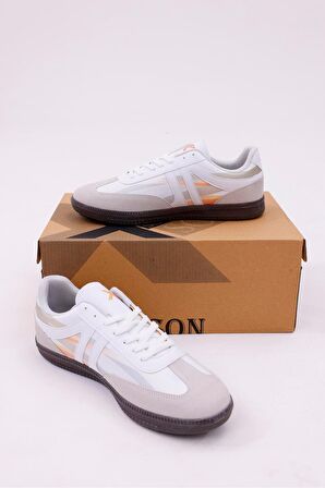 Dijital Baskı Kadın Beyaz-Oranj Sneaker Ayakkabı