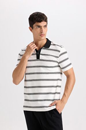 DeFacto Slim Fit Dar Kesim Çizgili Polo Tişört D4720AX24SMWT32