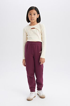 DeFacto 	Kız Çocuk Standart Fit Beli Paçası Lastikli Baskılı Jogger Eşofman Altı D2295A824WNBR306