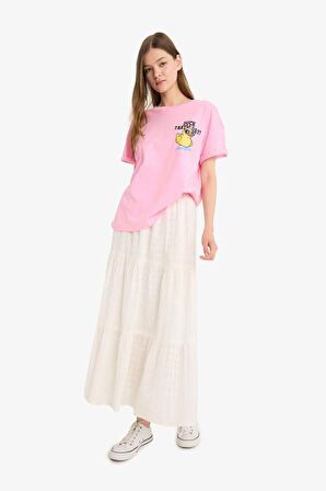 DeFacto Coool Oversize Geniş Kalıp Bisiklet Yaka Sırt Baskılı Kısa Kollu Tişört F4788AX25SMPN253