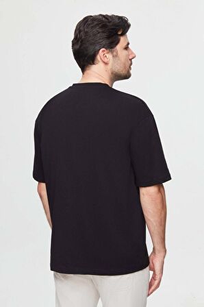 Twn Oversize Siyah Baskılı %100 Pamuk T-Shirt 2EC14ORT05211