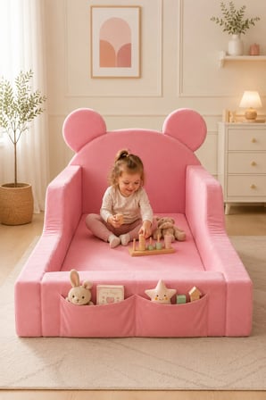 Dizanor Luxury Tedyy Baza ve Başlıklı Montessori Full Sünger Yatak Seti