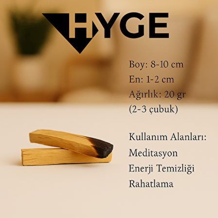 Hyge Palo Santo Ağaç Tütsü 20 Gr (Peru Serfitikalı)