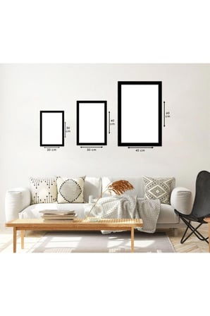 Minimalist Soyut Desen Gold Pleksi Kenar Üçlü Mdf Tablo Seti