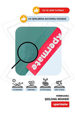 XPERMATE Fermuarlı Şezlong Minderi Su Geçirmez Kumaş Katlanır Şezlong Minderi Katlanabilir Plaj Minderi 60x180x5 Turkuaz