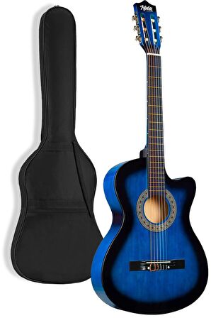 Midex CG-395BL Mavi Renk Kesik Klasik Gitar 4/4 Yetişkin Boy Sap Ayarlı Full Set