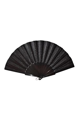 Simli Tek Taraflı Yelpaze – Plastik Saplı, Işıltılı ve Şık – 23x43 cm