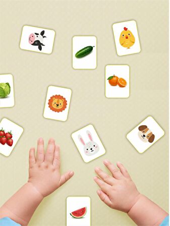 Zeka Kartları Eğitici Oyuncak Hafıza Kartı Hayvan Ve Meyveler Eğitici Puzzle Oyuncak ( 5,5 X 7,5 CM)