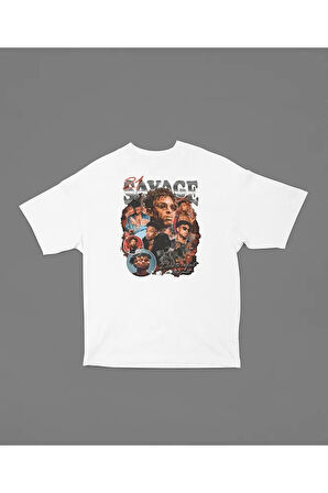 21 Savage Baskılı Unisex Oversize Rapper Tişört