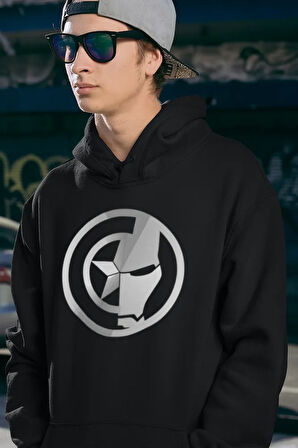Kaptan Amerika X Iron Man Baskılı Unisex Oversize Avengers Hoodie