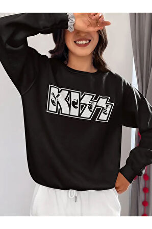 Kiss Müzik Grubu Baskılı Unisex Oversize Tasarım Sweatshirt