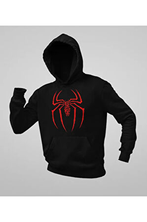 Spider-Man Logo Baskılı Unisex Oversize Örümcek Adam Hoodie