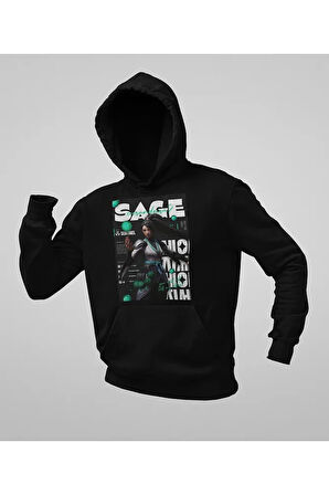 Sentinel Karakter Sage Baskılı Unisex Oversize Valorrant Hoodie