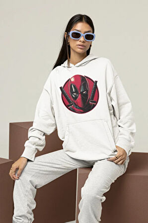 Deadpool Karakter Baskılı Unisex Oversize Hoodie