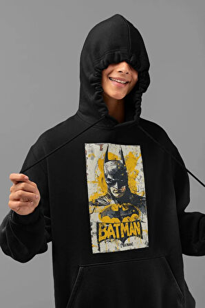 Batman Baskılı Unisex Oversize DC Hoodie