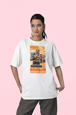 Stand In My Way. I Dare You. Breach Baskılı Unisex Oversize Vvalorant Tişört