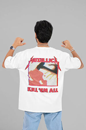 Metallica Kill 'Em All Baskılı Unisex Oversize Müzik Grubu Tişört