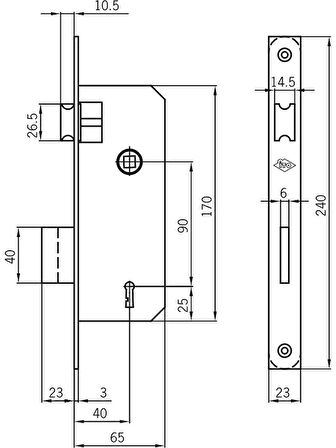 İto Kilit 150/Eko Çinko İç Kapı Kilitleri 150/Eko Gömme Tip