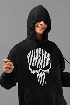 Özel Tasarım Punisher Baskılı Unisex Oversize Marvel Hoodie