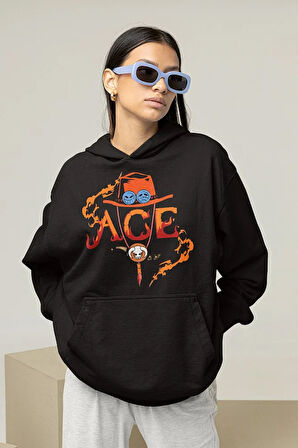 Anime Ace Baskılı Unisex Oversize Hoodie