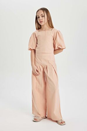 DeFacto Kız Çocuk Wide Leg Geniş Paça Pamuklu Pantolon C0448A824SPOG598