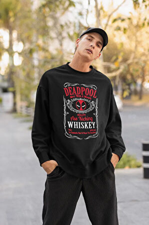 Deadpool Whisskey Yazılı Unisex Oversize Film Karakter Sweatshirt