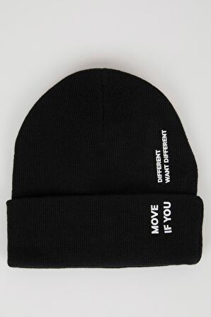 DeFacto Erkek Baskılı Triko Bere A5068AX24WNBK27