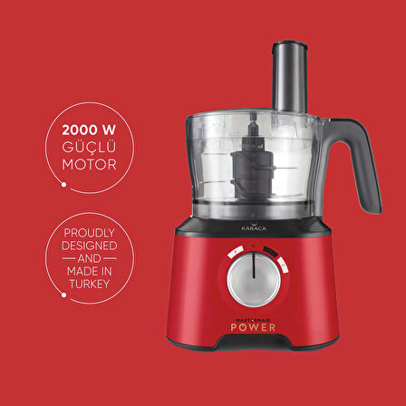 Karaca Mastermaid Power Multifunctional 10 In 1 Imperial Red Mutfak Robotu, Blender Seti 2000w