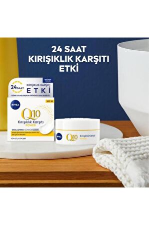 Nivea Q10 2 Adımlı Kırışıklık Karşıtı Bakım Seti,gündüz Kremi Spf30 Ve Cilt Serumu 15 Ml,anında Etki