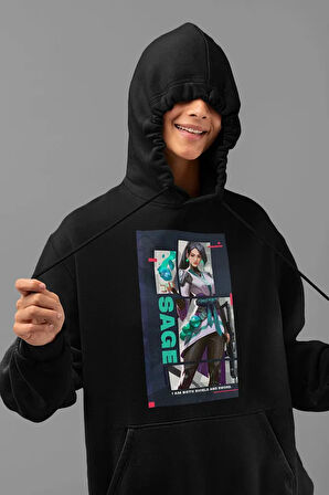 Vallorant Sage Oyun Karakteri Baskılı Unisex Oversize Hoodie