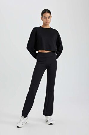 DeFactoFit Sporcu Jogger Eşofman Altı Geniş Bol Paça Basic Düz Skuba Dalgıç Kumaş A0566AX24SPBK81