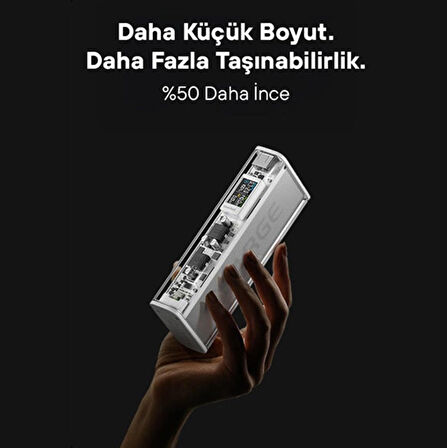 Sharge 140W - Yüksek Güçlü ve Şeffaf Tasarımlı Powerbank - Gümüş