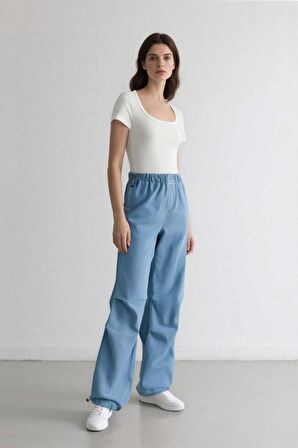 DeFacto Jogger Yüksek Bel Bilek Boy Paraşüt Jean Pantolon C1321AX24SMNM39