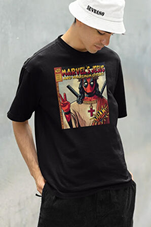 Marvel's Cesuss And Maximum Effort ! Baskılı Unisex Oversize Deadpool Tişört