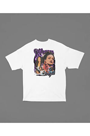 Rihanna Baskılı Unisex Oversize Şarkıcı Tişört