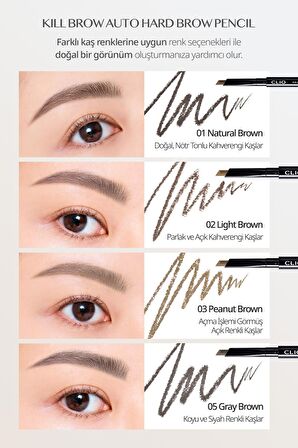 İnce Altıgen Uçlu Kaş Kalemi Clio Kill Brow Auto Hard Brow Pencil (01 Natural Brown)