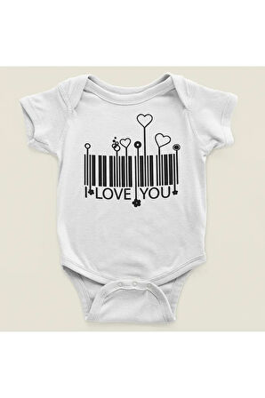 I Love You Yazılı Pamuklu Yumuşak Unisex Çıtçıtlı Body Zıbın