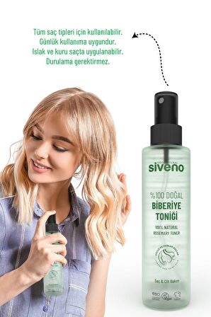 Siveno %100 Doğal Biberiye Suyu Saç Dökülmesi Karşıtı ve Hızlı Saç Uzatma Etkili Saç Toniği 150 ml