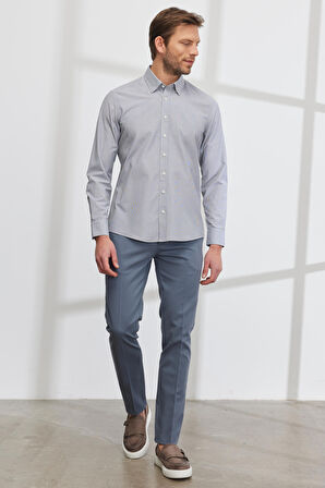 Slim Fit Dar Kesim Yan Cepli Pamuklu Esnek Armürlü Pantolon