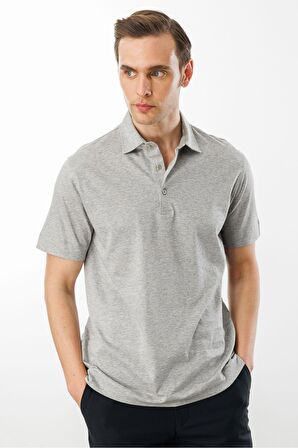 Erkek Polo Yaka Merserize T-shirt Füme
