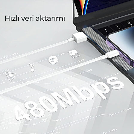 Deji Xiaomi Micro USB Şarj ve Data Kablosu Örgülü Beyaz 1.2M