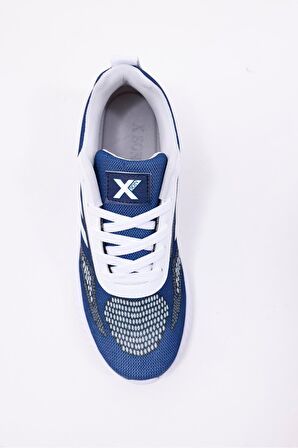 Dijital Baskılı Unisex Mavi Sneaker - Beyaz Desenli Günlük Ayakkabı